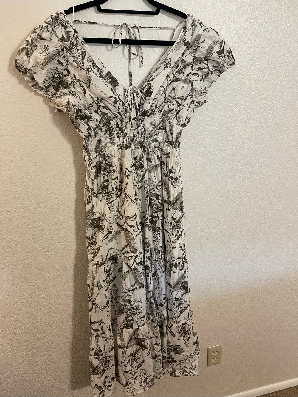 VICI Cream Dress with Olive Green Floral Print